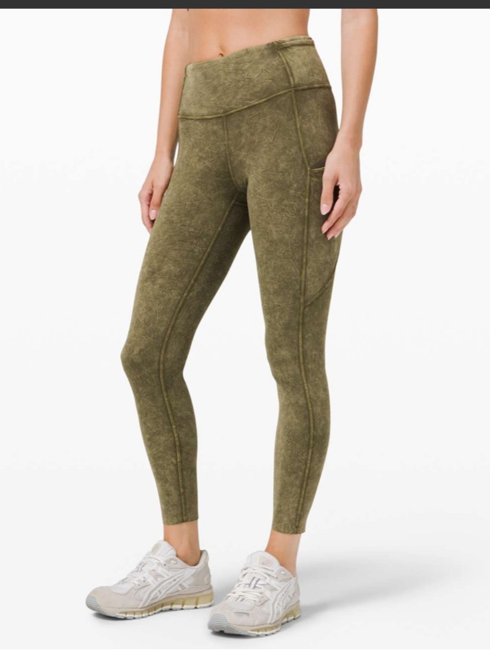 Lululemon Fast and Free High Rise Tight 25" *Ice Dye Ice Wash Moss Green Sz 10